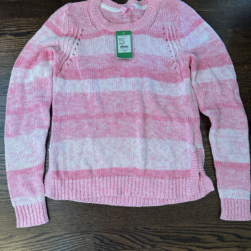 Pink Lilly Pulitzer Ombre Striped Women's Sweater size L NWT